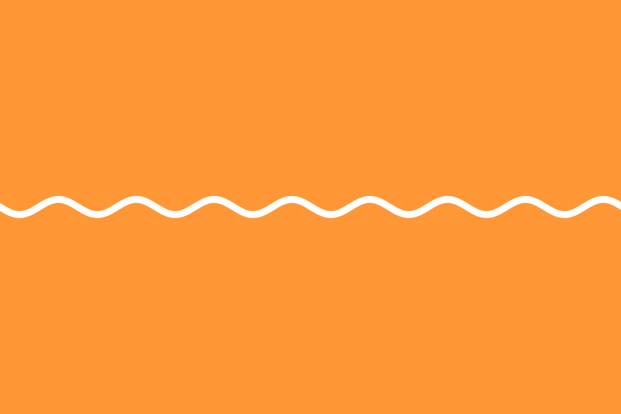 Bílá sinusoida na oranžovém pozadí